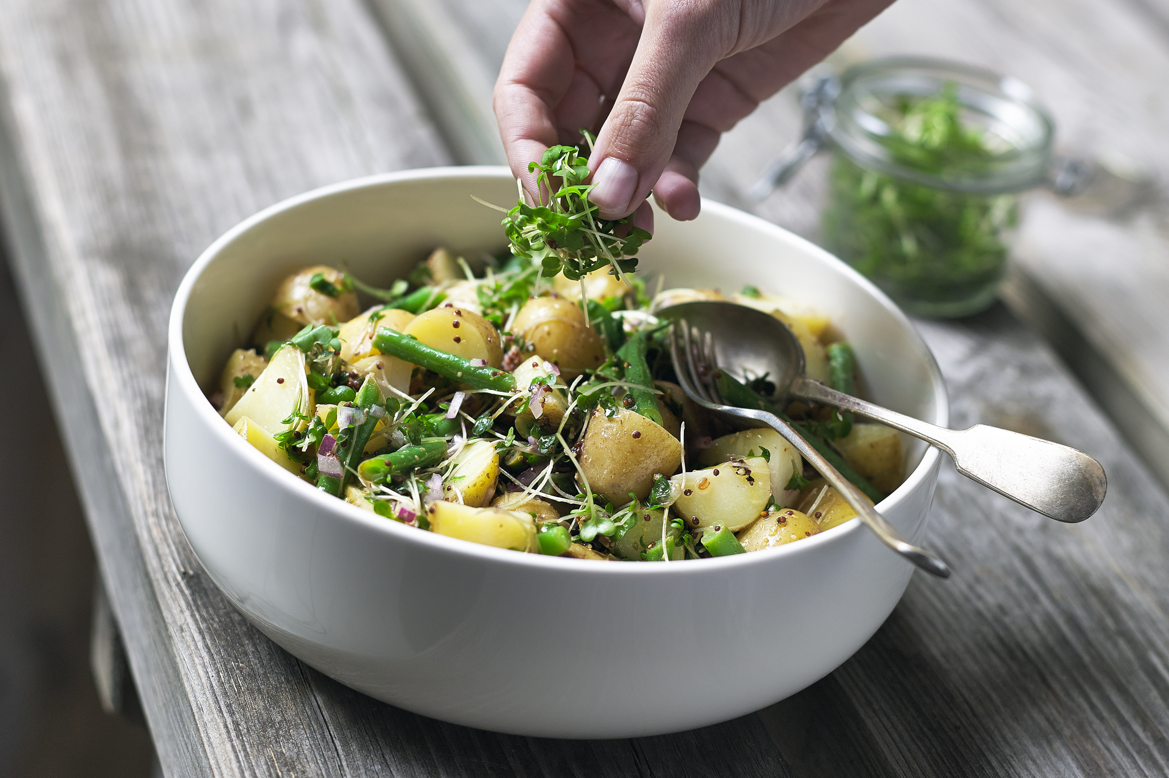 Green Beans, Salad Cress & New Potato Salad