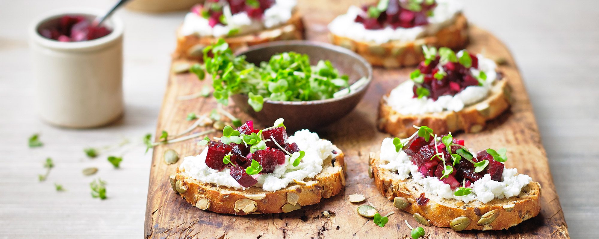 Beetroot and Goats Cheese Crostini